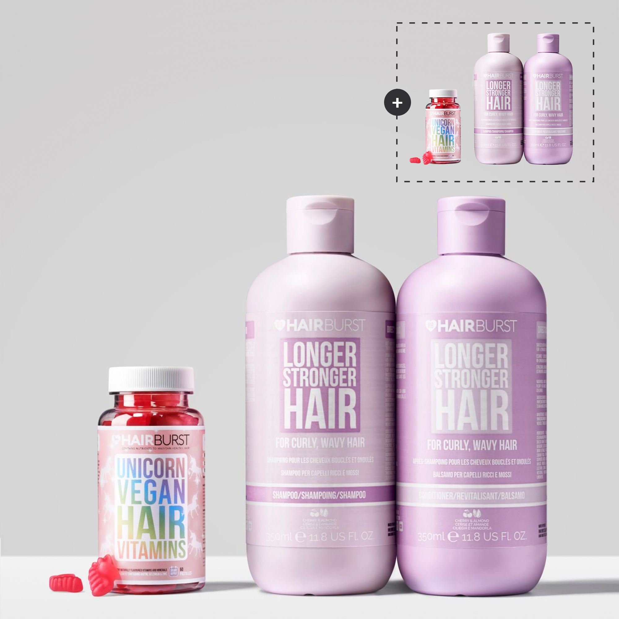 Vegane Einhorn Haarvitamine für schnelleres Wachstum Kombipaket
