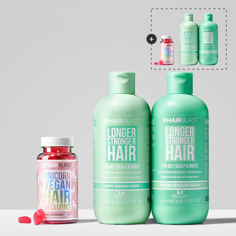 Vegane Einhorn Haarvitamine für schnelleres Wachstum Kombipaket