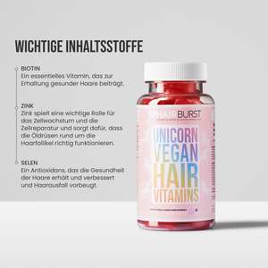 Vegane Einhorn Haarvitamine für schnelleres Wachstum 3-Monats-Vorrat